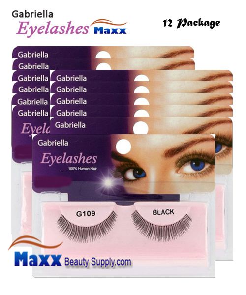 12 Package - Gabriella Eyelashes Strip 100% Human Hair - G109